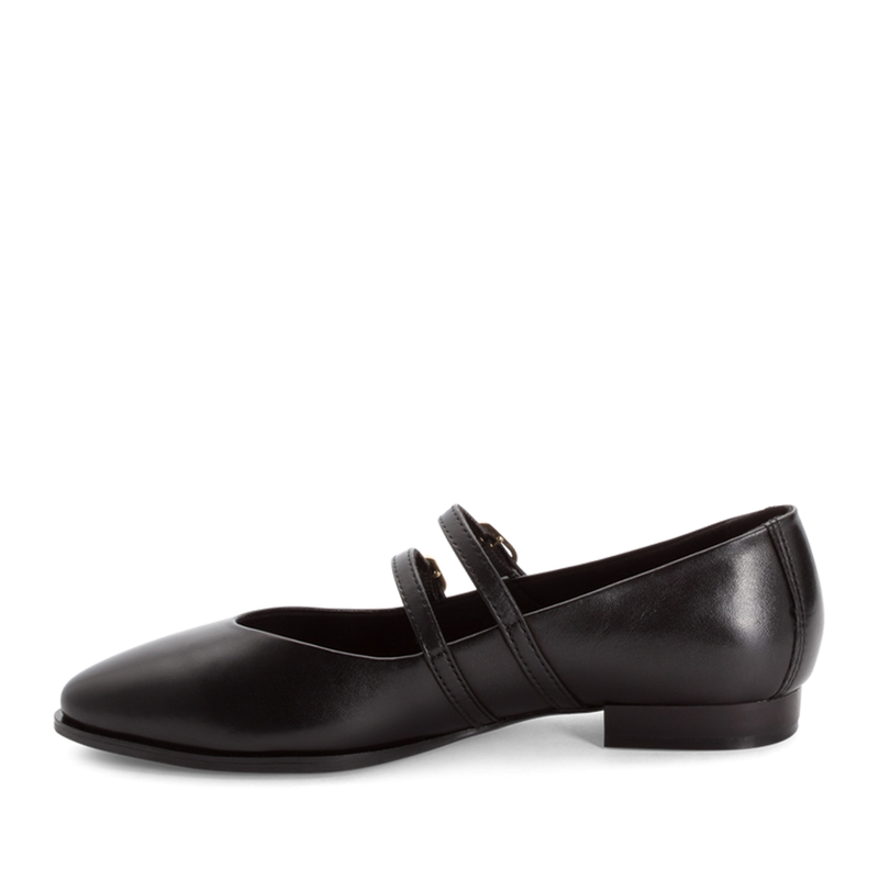 Marco Tozzi Leather Mary Jane Flats Double Strap Black 2-22107-46001BLK