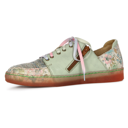Maciejka Skórzane Sneakersy w Kwiaty Zielone 06791-09-00-1