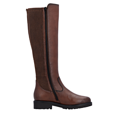 Rieker Women’s Leather Knee-High Boots Elastic Panel Brown R6594-24