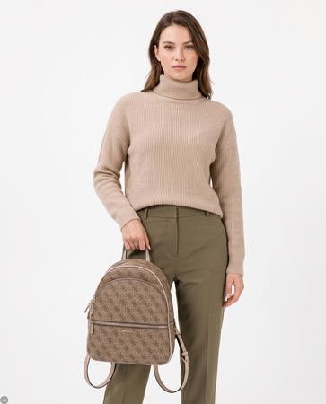 Guess Stylish Urban Women's Backpack with 4G Pattern Beige HWSG7118330-BEIGE