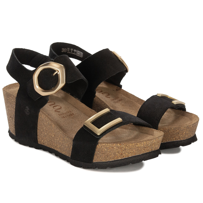 Yokono Women's Anchor Sandals Leather Black