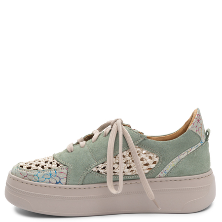 Maciejka Leather Sneakers With Openwork Weave Green 07317-24/00-1