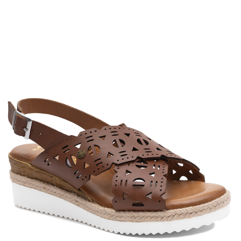Maciejka Leather Cutout Wedge Sandals Brown P7502-29/00-0