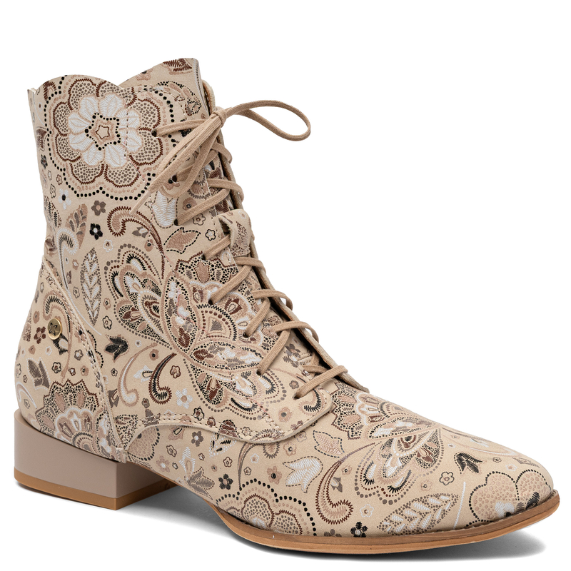 Maciejka Floral Pattern Leather Ankle Boots Floral Beige 6391W-03/00-1