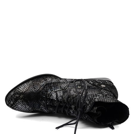 Maciejka Leather Lace-Up Boots Snake Print Black 6391W-01/00-1
