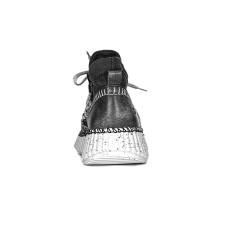 Maciejka Półbuty sneakersy damskie skórzane popielate