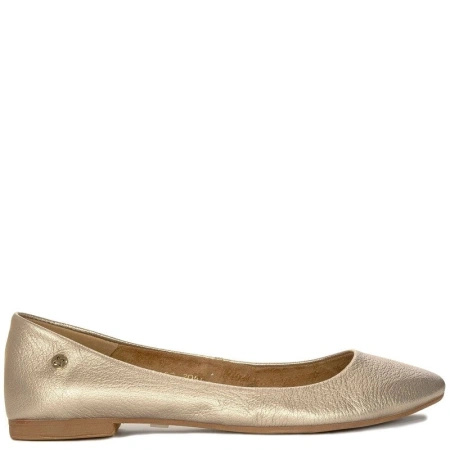 Maciejka Leather Ballet Flats Almond Toe Flat Sole Gold 04100-25/00-8