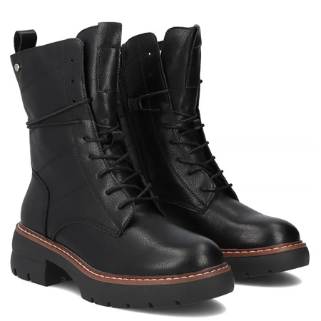 Filippo Leather Lace-Up Boots On Platform Black DBT7263-25-BK
