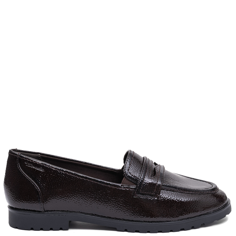 Tamaris Elegant Patent Leather Slip-On Loafers Brown 1-24239-42-332