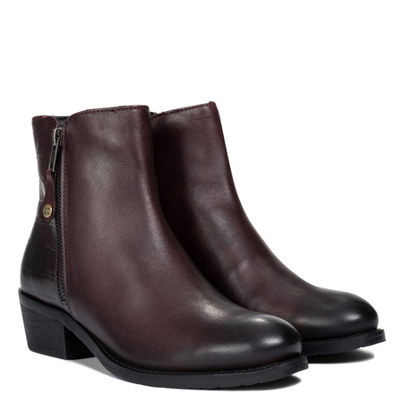 Maciejka Leather Ankle Boots Block Heel Bordeaux H7170-23/00-7
