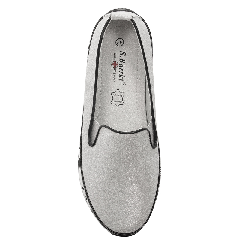 S.Barski Women's Low shoes Leather Silver