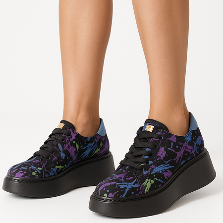 Maciejka Platformowe Półbuty Nubukowe Sneakersy Fioletowy 06191-05/00-8