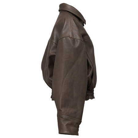 OPRA Skórzana Kurtka Bomberka Oversize Oliwka OP-KU-BOMBER-OLIVE