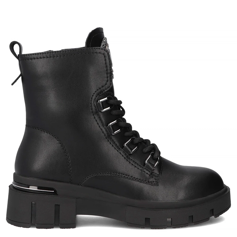 Filippo Women’s Leather Platform Combat Boots Warm Lining Black DBT652125BK