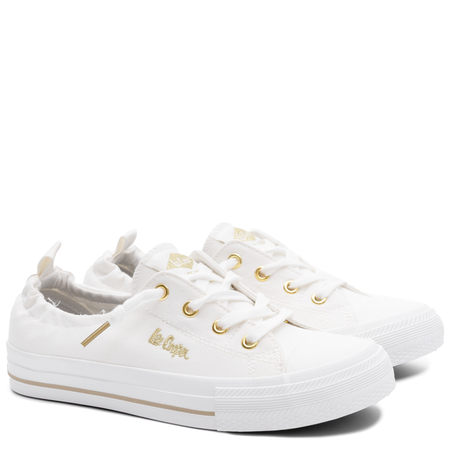 Lee Cooper Trampki Damskie Klasyczne Tekstylne Złote Detale Białe LCW-26-02-4050L