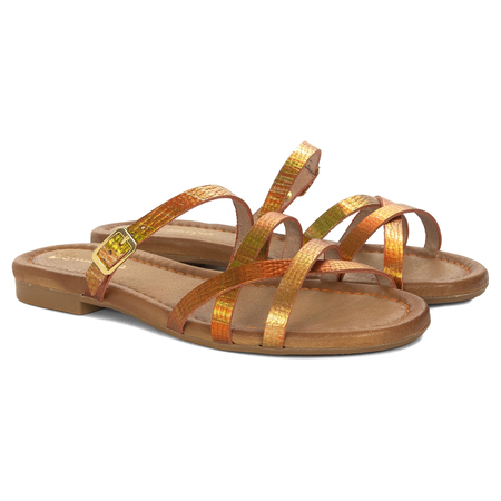 Maciejka Women's Leather Flip-Flops Copper