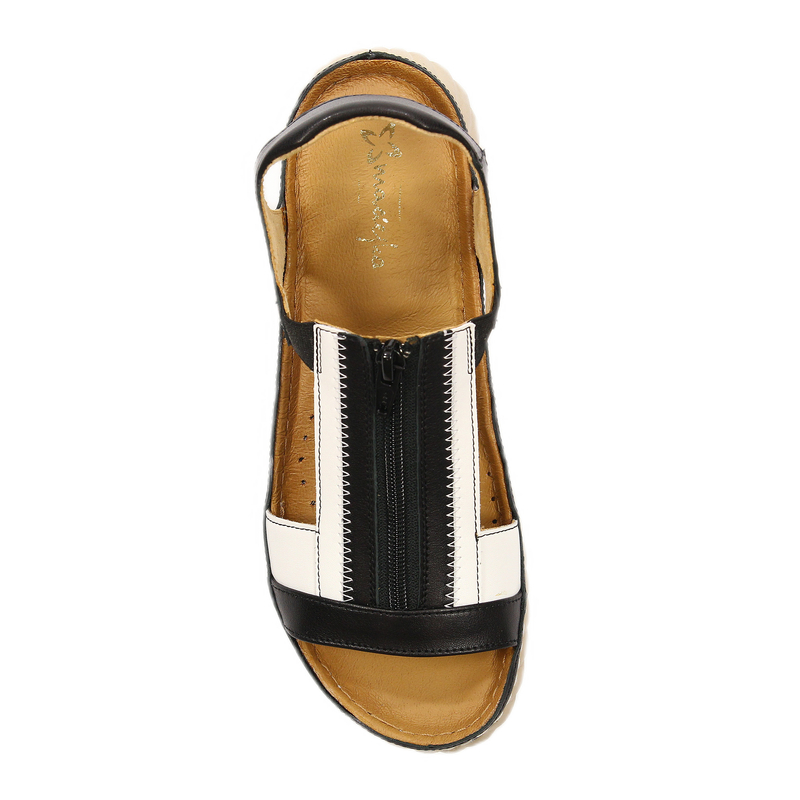 Maciejka Women's Leather Black and White Sandals
