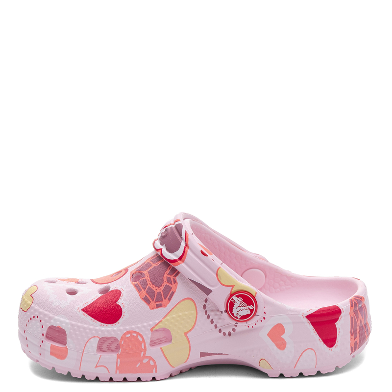 Crocs Classic Heart Print Clog Klapki Dziecięce Różowe W Kolorowe Serca 209755-7CI
