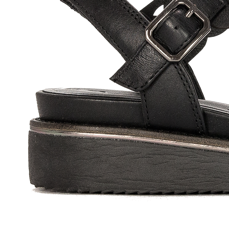 Tamaris Sandały damskie na platformie skórzane czarne black