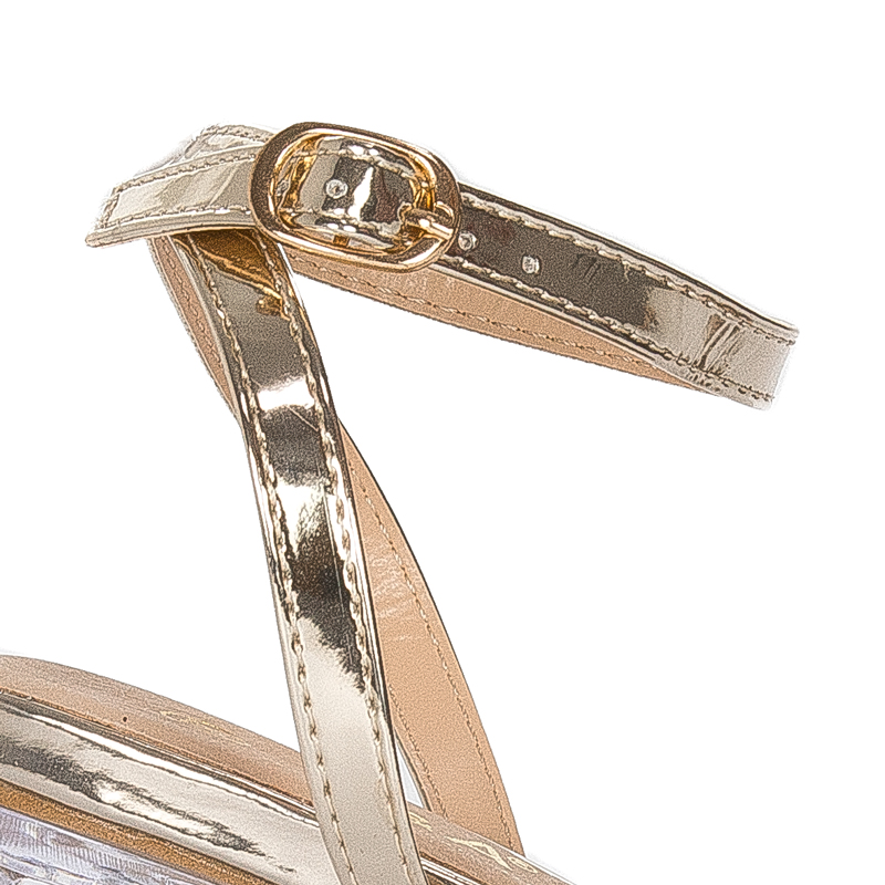 S.Barski Women's sandals on the Lt.Gold post gold with zirconia