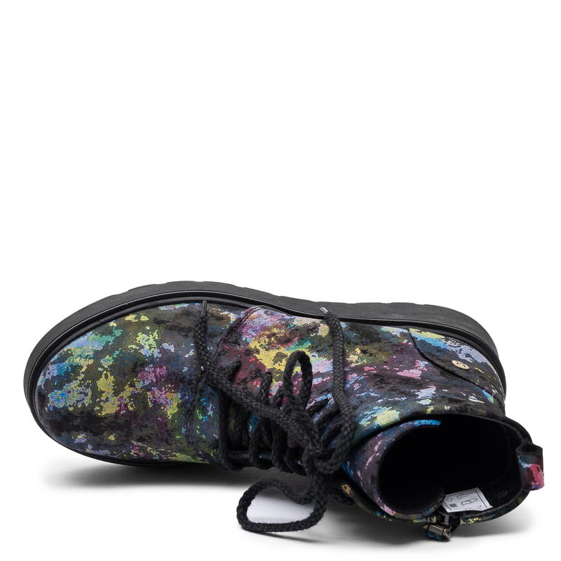 Maciejka Premium Natural Leather Lace-Up Platform Ankle Boots With Artistic Pattern Multicolour 6762W-39/00-6
