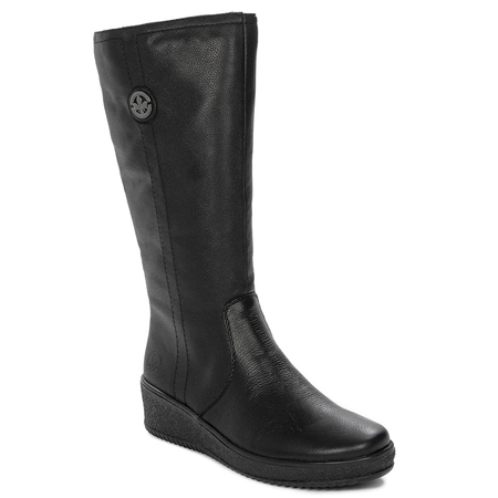 Rieker Women's Comfort Wedge Knee-High Boots Black Y4470-01