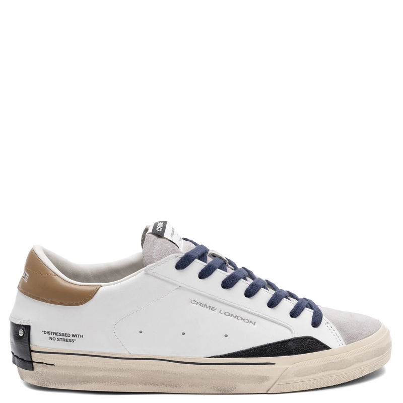Crime London Men's Leather Sneakers Vintage White 11070AA8.10