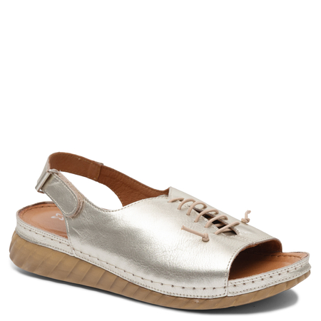 Maciejka Fashionable Leather Wedge Sandals Metallic Gold L7635-25/00-1  HTML