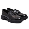 Artiker Leather Patent Loafers With Chunky Lug Sole And Statement Buckle Black-Brown 57C0184