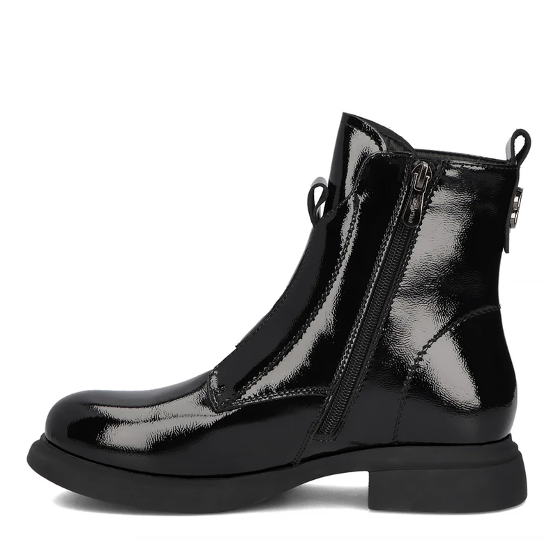 Filippo Lakierowane Botki Z Zamkiem Czarne DBT6540-25-BK