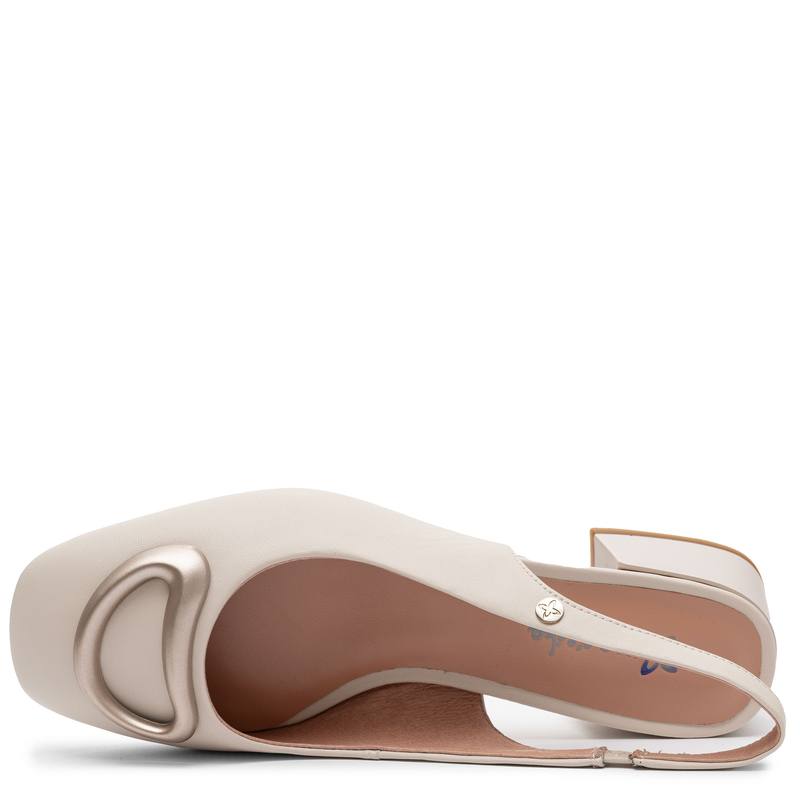 Maciejka Leather Slingback Pumps Block Heel Beige K7474-04/00-1