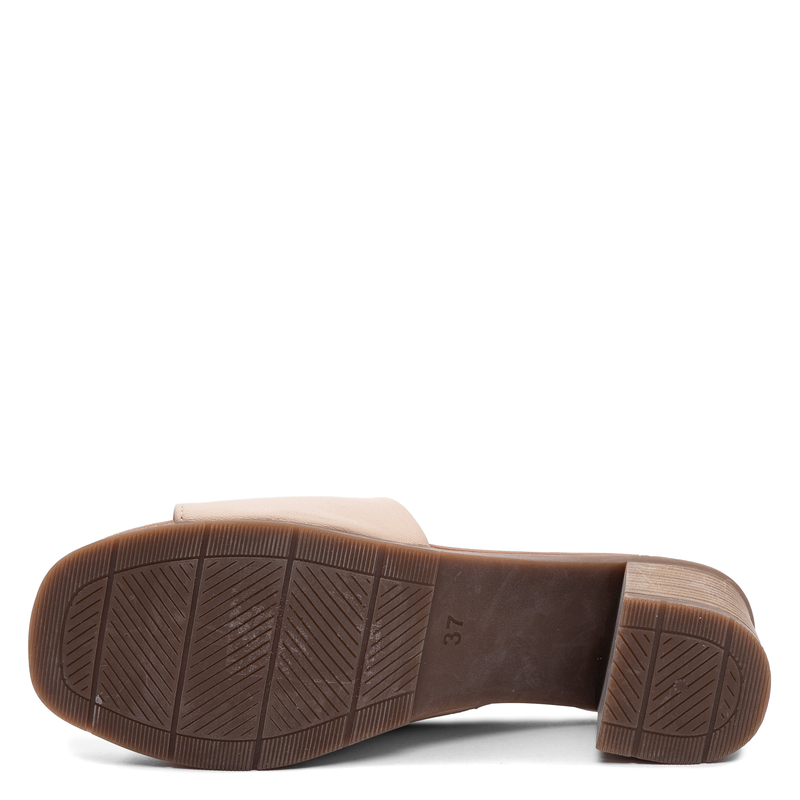 Maciejka Leather Comfortable Block Heel Slides Beige E7395-04/00-1
