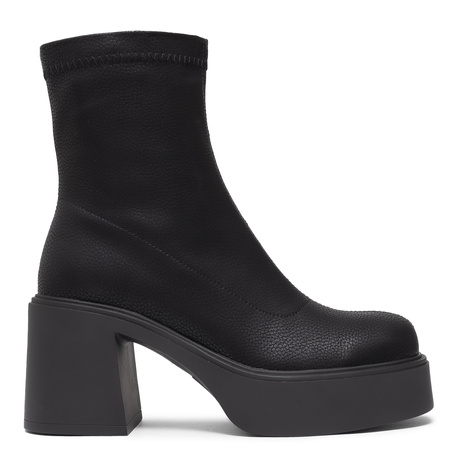 T. Sokolski Leather Platform Ankle Boots Block Heel Black HW-Z25-128-BLK