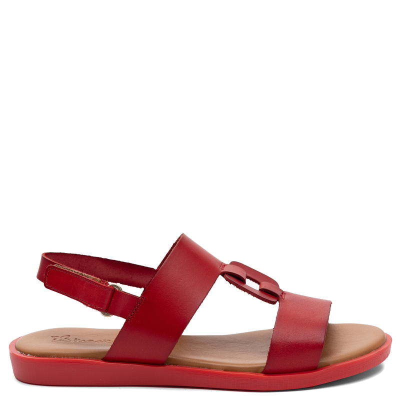 Maciejka Leather Sandals With Decorative Link Red E7403-08/00-0