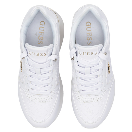 Guess Platform Quilted Monogram Sneakers Metallic Heel White FLPC10FAL12 WHITE