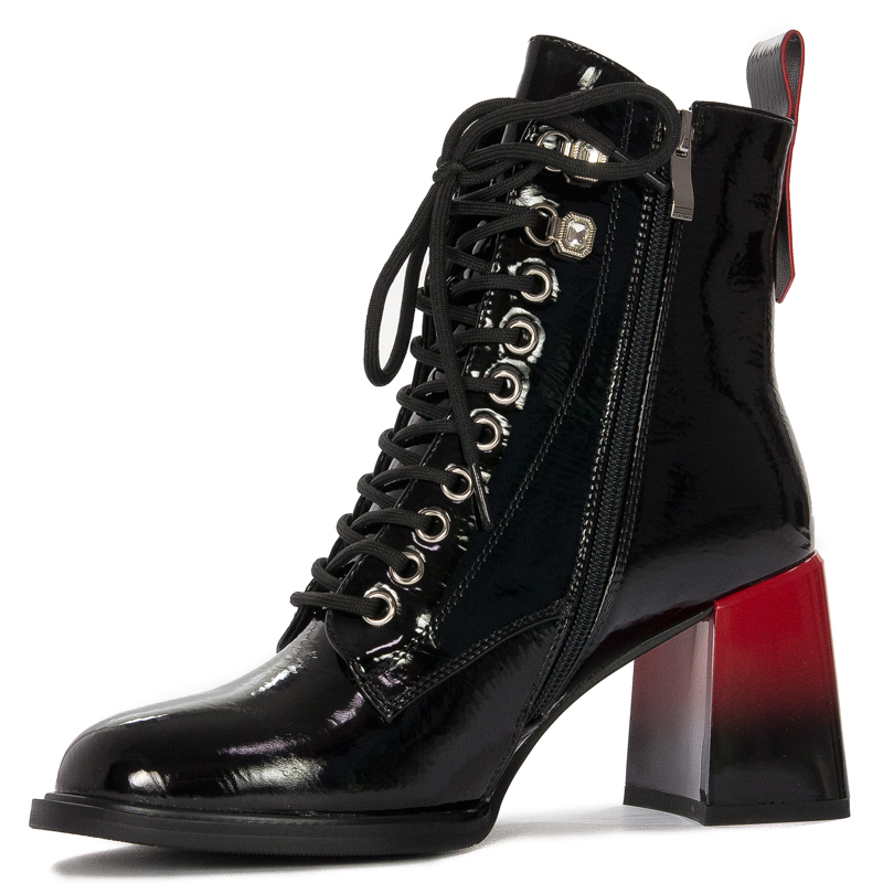 S.Barski Women's boots ankle boots black lacquered