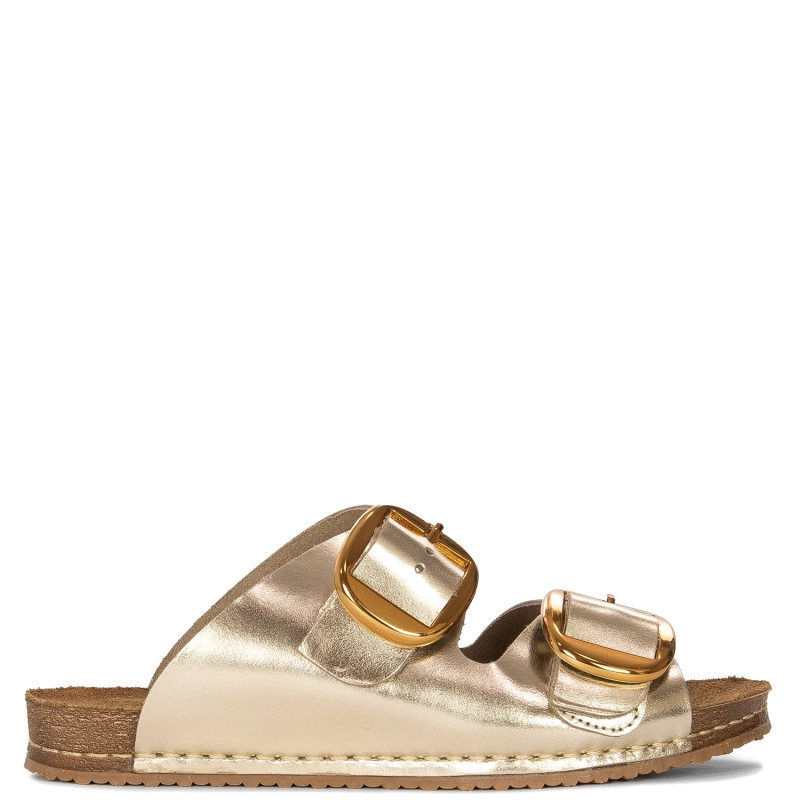 Maciejka Women's Leather Flip-Flops Gold