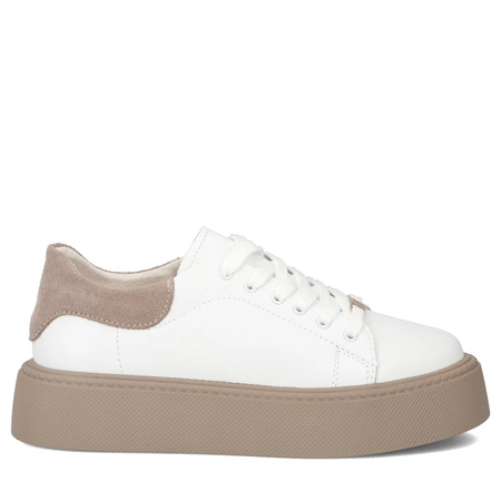 Filippo Leather Women’s Sneakers Platform 4 Cm Suede Heel White DP6119/26-WH