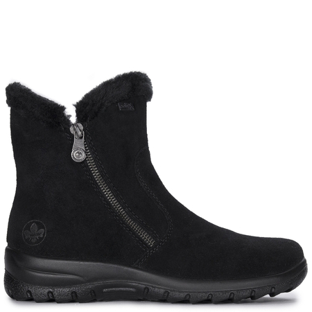 Rieker Women's Black Insulated Ankle Boots With Side Zipper L7162-00-BLK