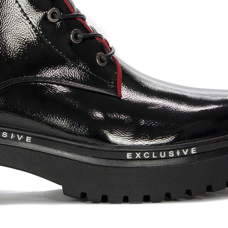 Filippo Botki damskie ocieplane lakierowane czarne