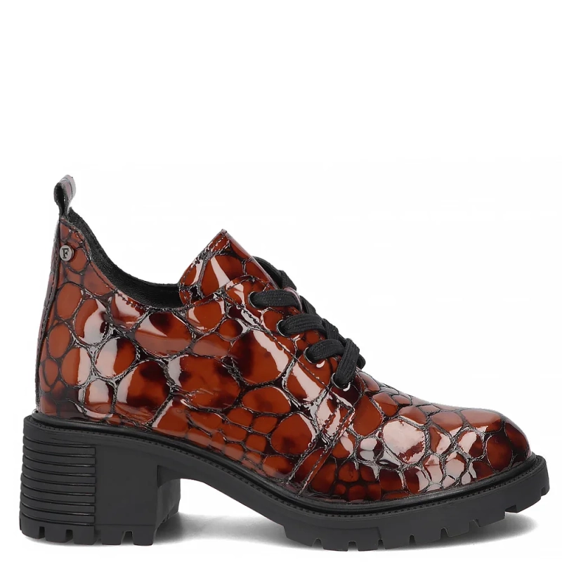 Filippo Leather Insulated Shoes Snake Print Brown DBT7972-26-BR