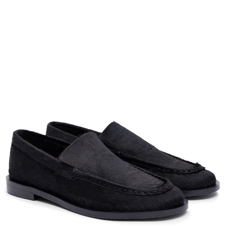 Gioseppo Eleganckie Mokasyny Z Włosiem "Pony Hair" Półbuty Damskie Lordsy Czarne SKU 80770-NEGRO