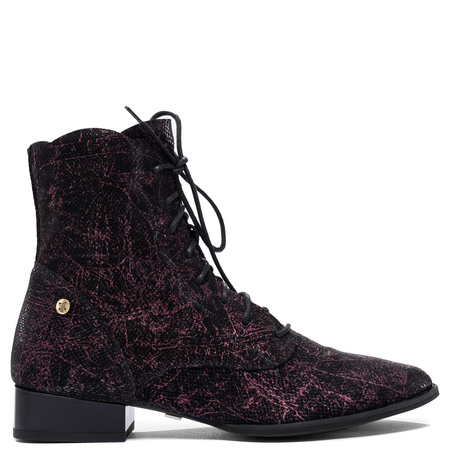 Maciejka Artistic Leather Ankle Boots Black Purple 6391W-44/00-1