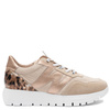 Wonders Leather Platform Sneakers Women Low-Top Beige-Rose Gold A-24100-BEIG-RAME