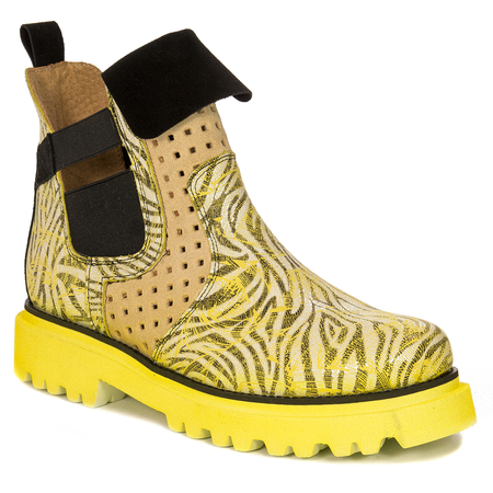 Maciejka Women's yellow openwork leather ankle boots
