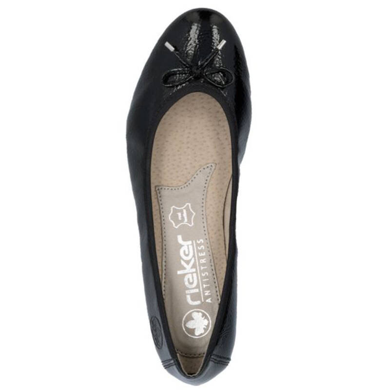 Rieker Baleriny Damskie Skórzane Black