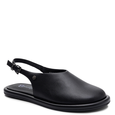 Maciejka Skórzane Slingback Odkryta Pięta Półbuty Regulowana Klamra Czarny K7513-01/00-1