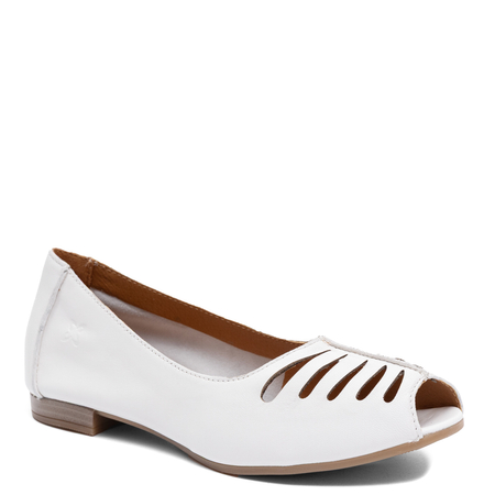 Maciejka Leather Cutout Ballet Flats Open Toe White P7541-11/00-1