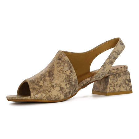 Maciejka Women's Leather Sandals Beige Gold