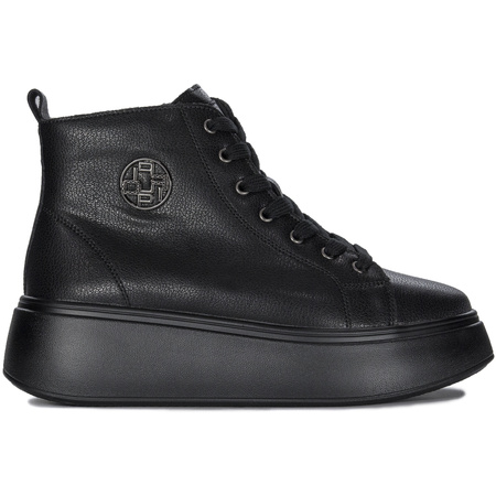 Filippo Women's Platform Leather Ankle Boots Black